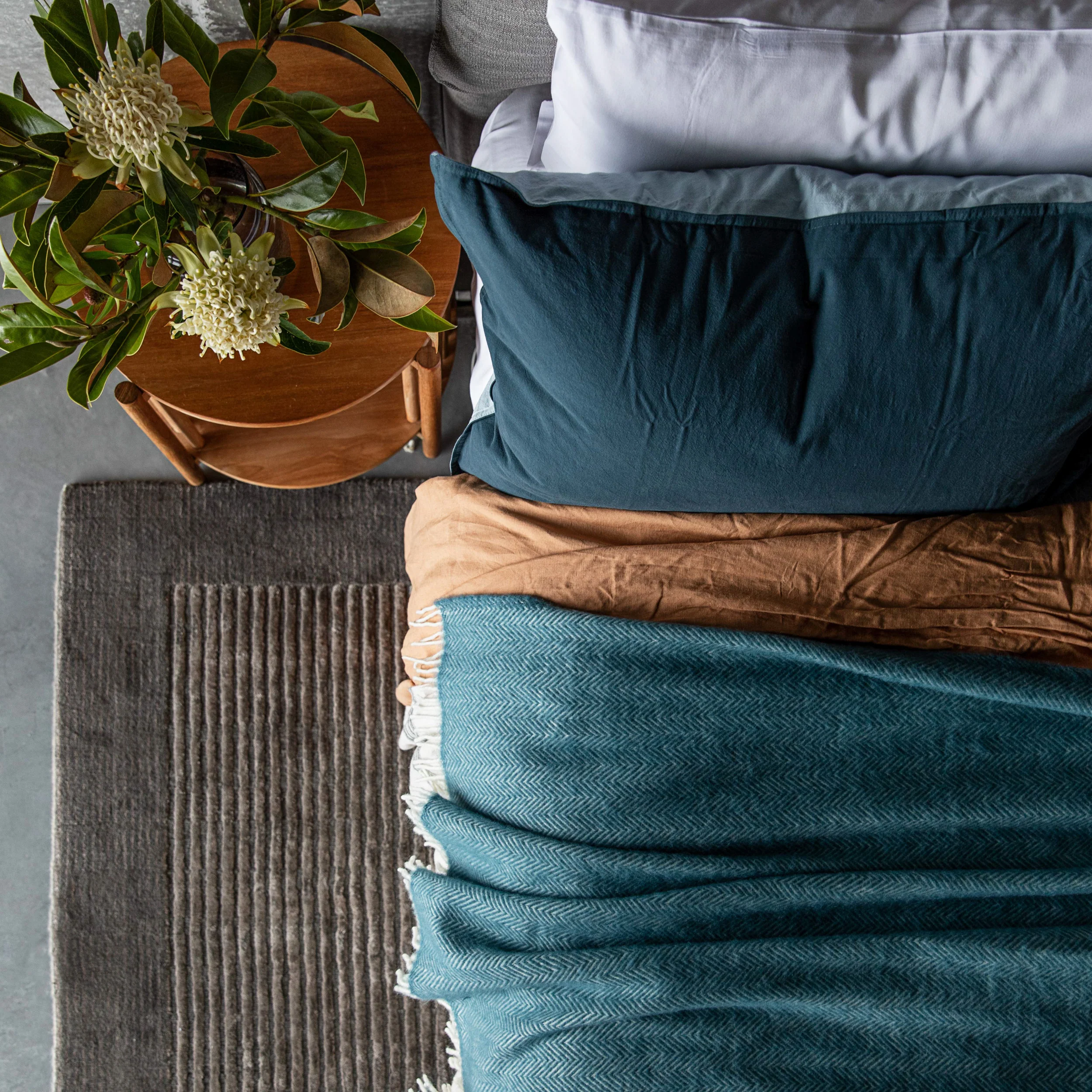 Herringbone Throw in Indian Teal - Image 3