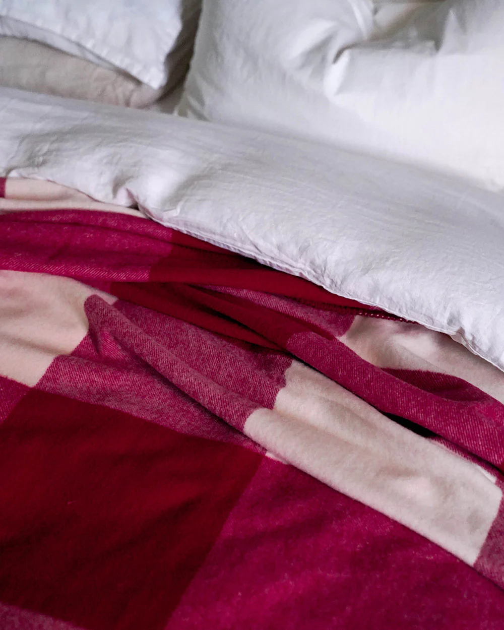 Smith's Lane Blanket in Burgundy Check | King/Queen - Image 4