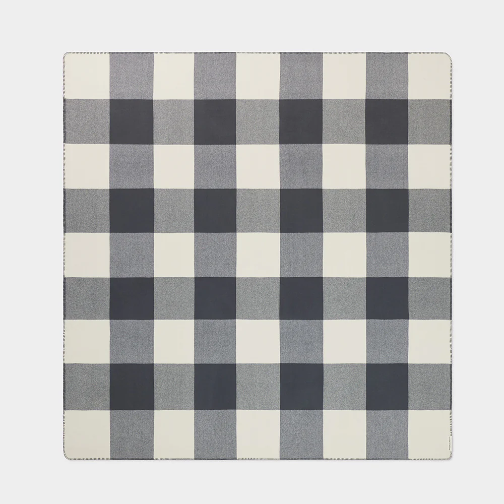 Smith's Lane Blanket in Charcoal Check | King/Queen - Image 3