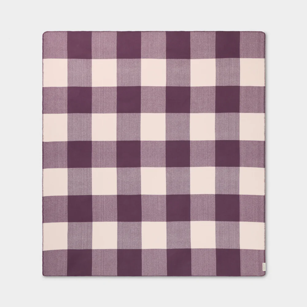 Smith's Lane Blanket in Plum Check | King/Queen - Image 3