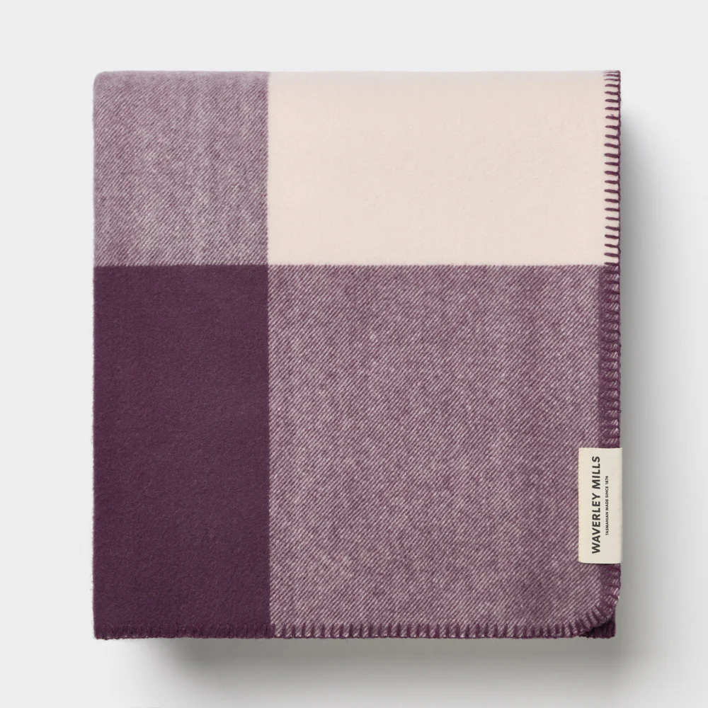 Smith's Lane Blanket in Plum Check | King/Queen - Image 4