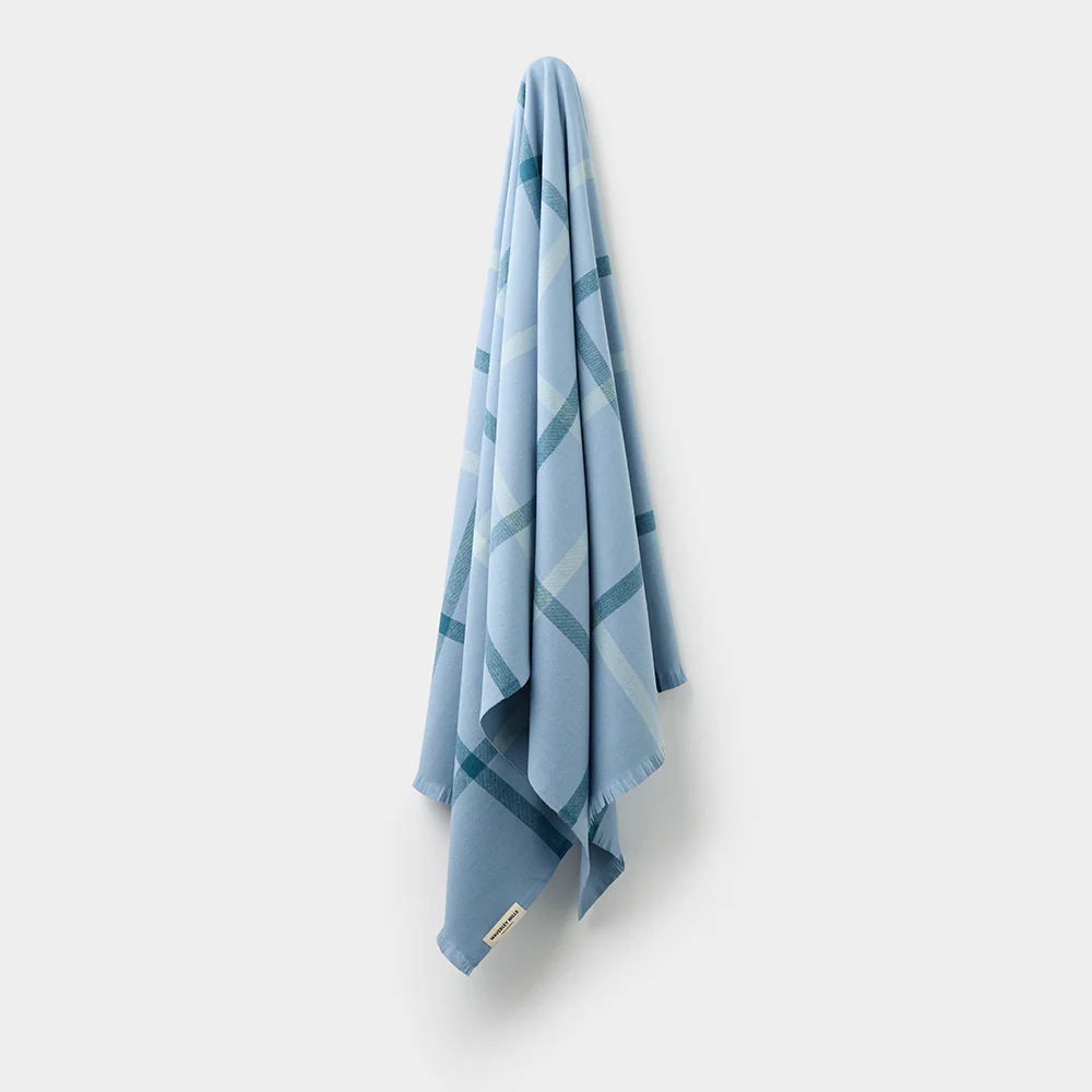 Summer Plaid Throw in Wineglass Bay Blue - Image 4