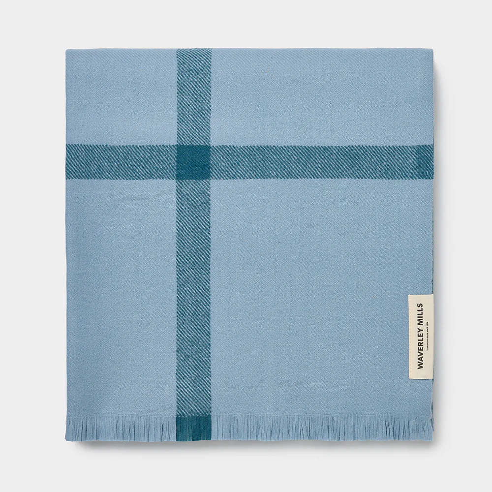 Summer Plaid Throw in Wineglass Bay Blue - Image 5